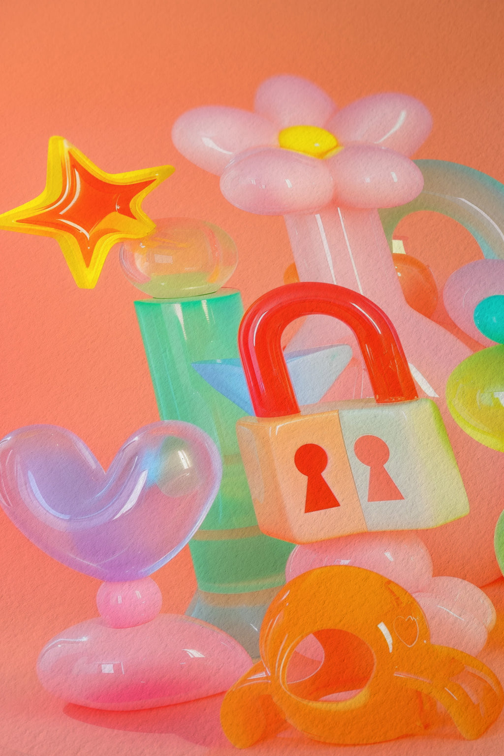 Glossy Pastel Heart & Star Wall Print - And A Little More