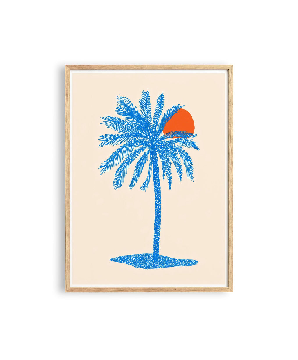 Blue Palm Tree Wall Art Print, Coastal Wall Decor, Tropical Minimalist Art, Beach House Printable, Mediterranean Wall Art