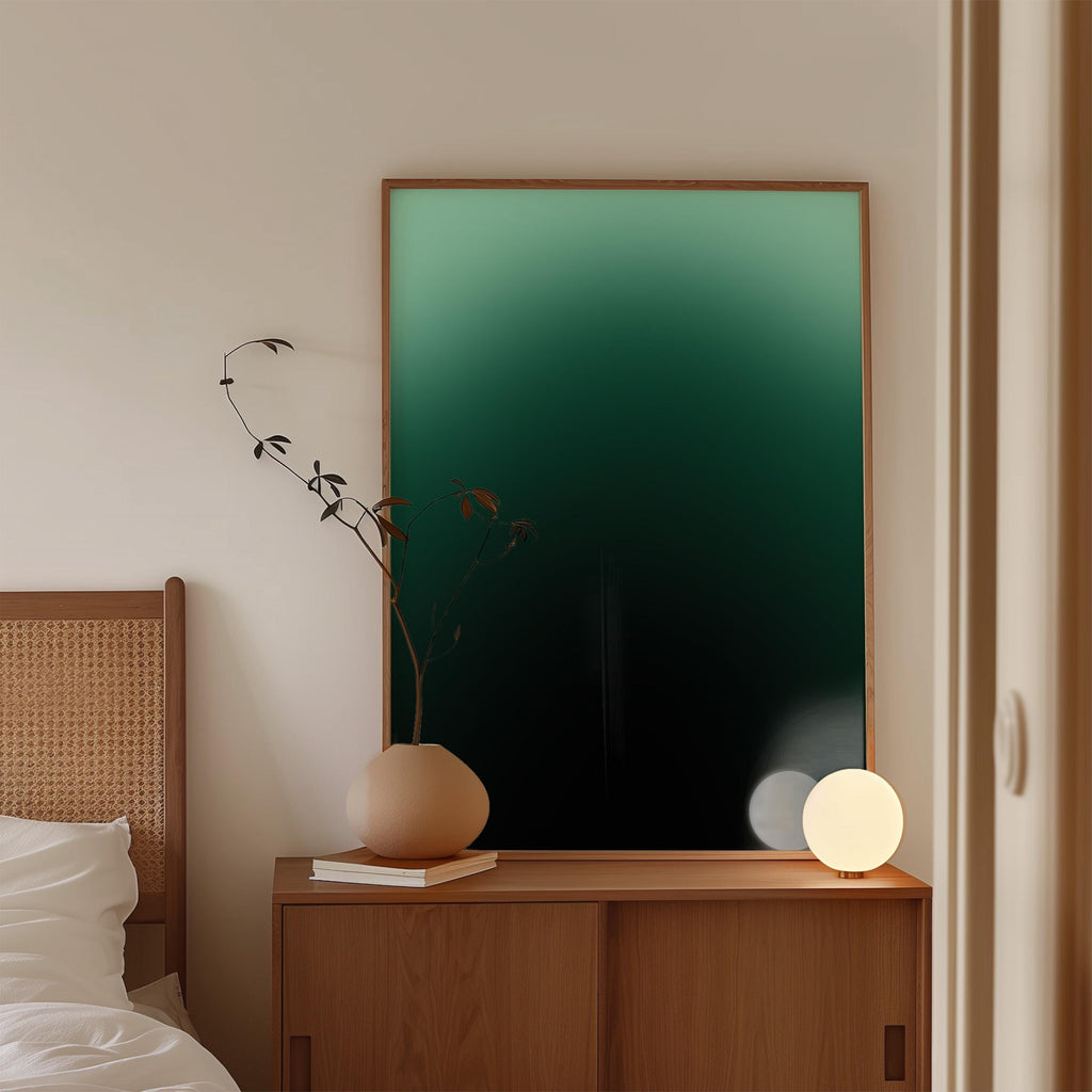 Green Gradient Abstract Art Print, Modern Ombre Poster