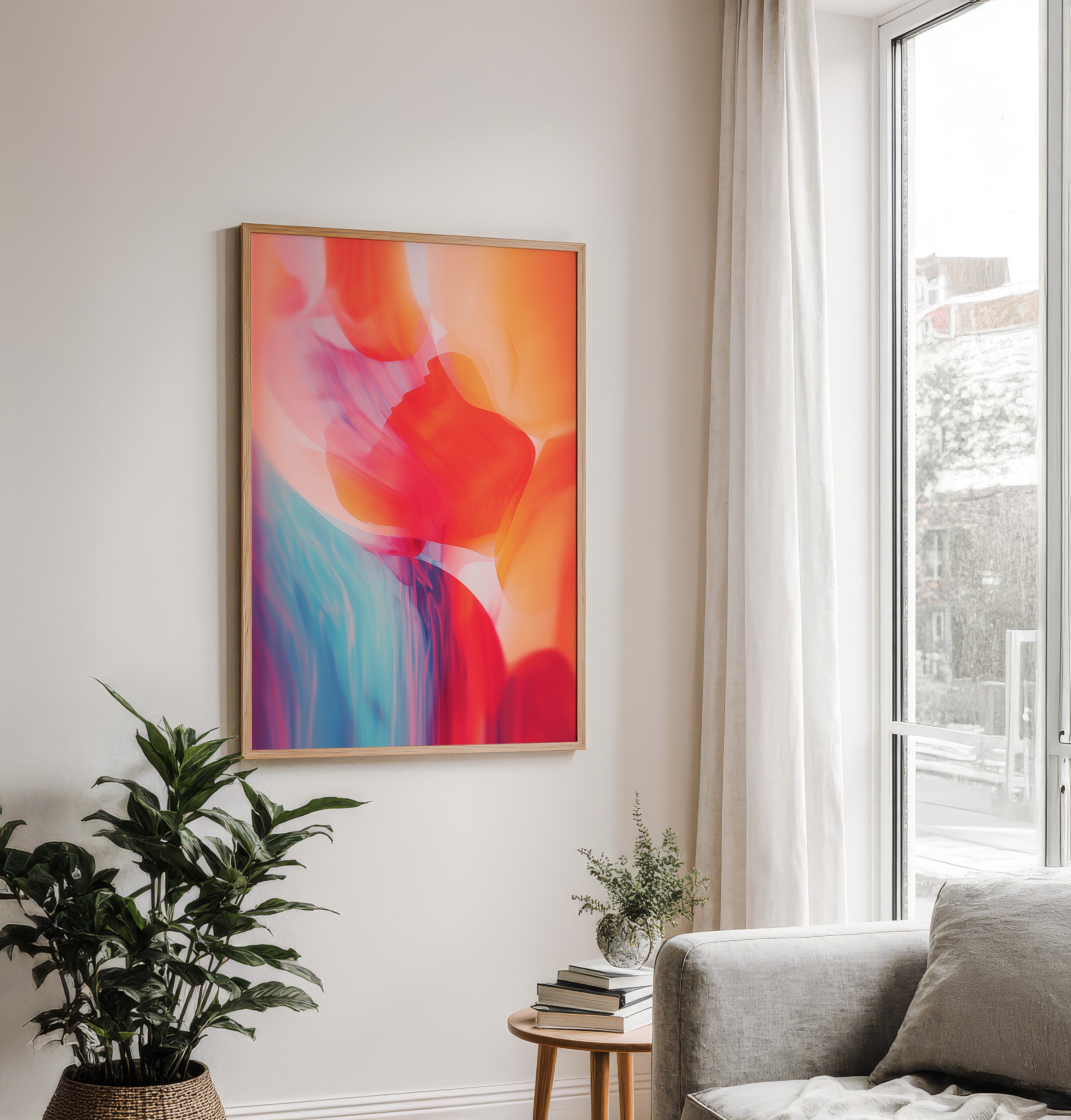 Coral Teal Aurora - Framed Canvas - And A Little More