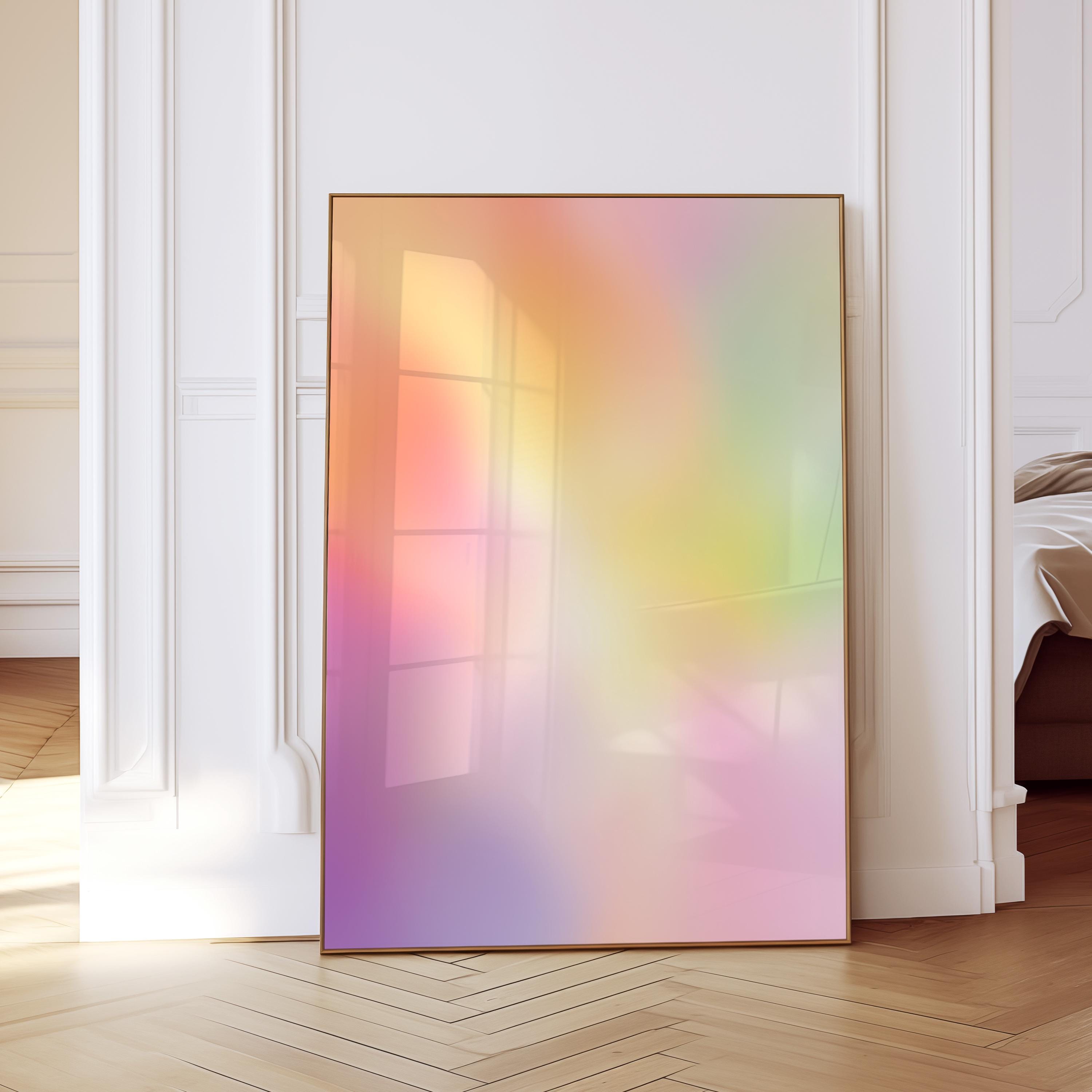 Pastel Gradient Art Print, Dreamy Rainbow Abstract Poster, Soft Color Wall Decor