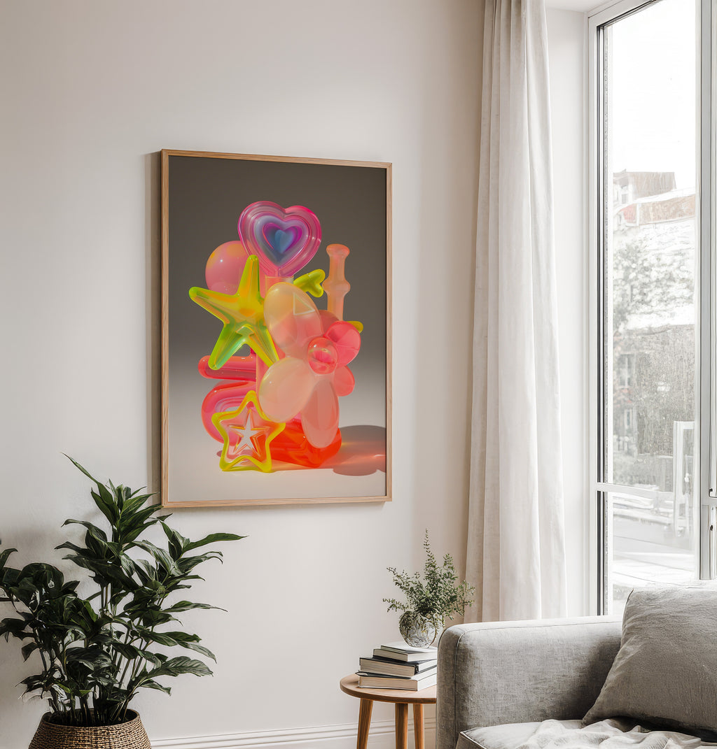 Vibrant Pastel Heart & Star Abstract Wall Decor - And A Little More