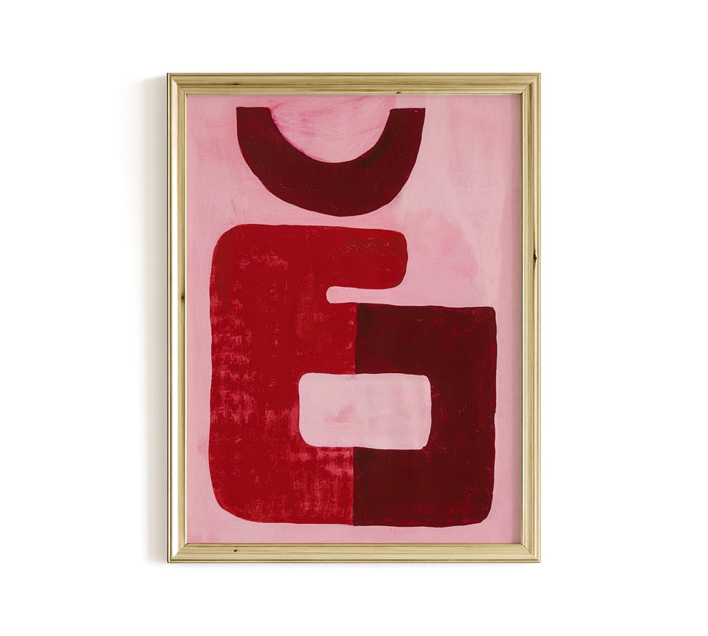 Red Abstract Art Print, Minimal Modern Wall Decor, Bold Graphic Painting