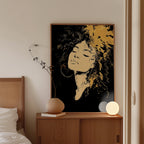 Black Gold Art Print, Woman Portrait Wall Art, Modern Afrocentric Decor