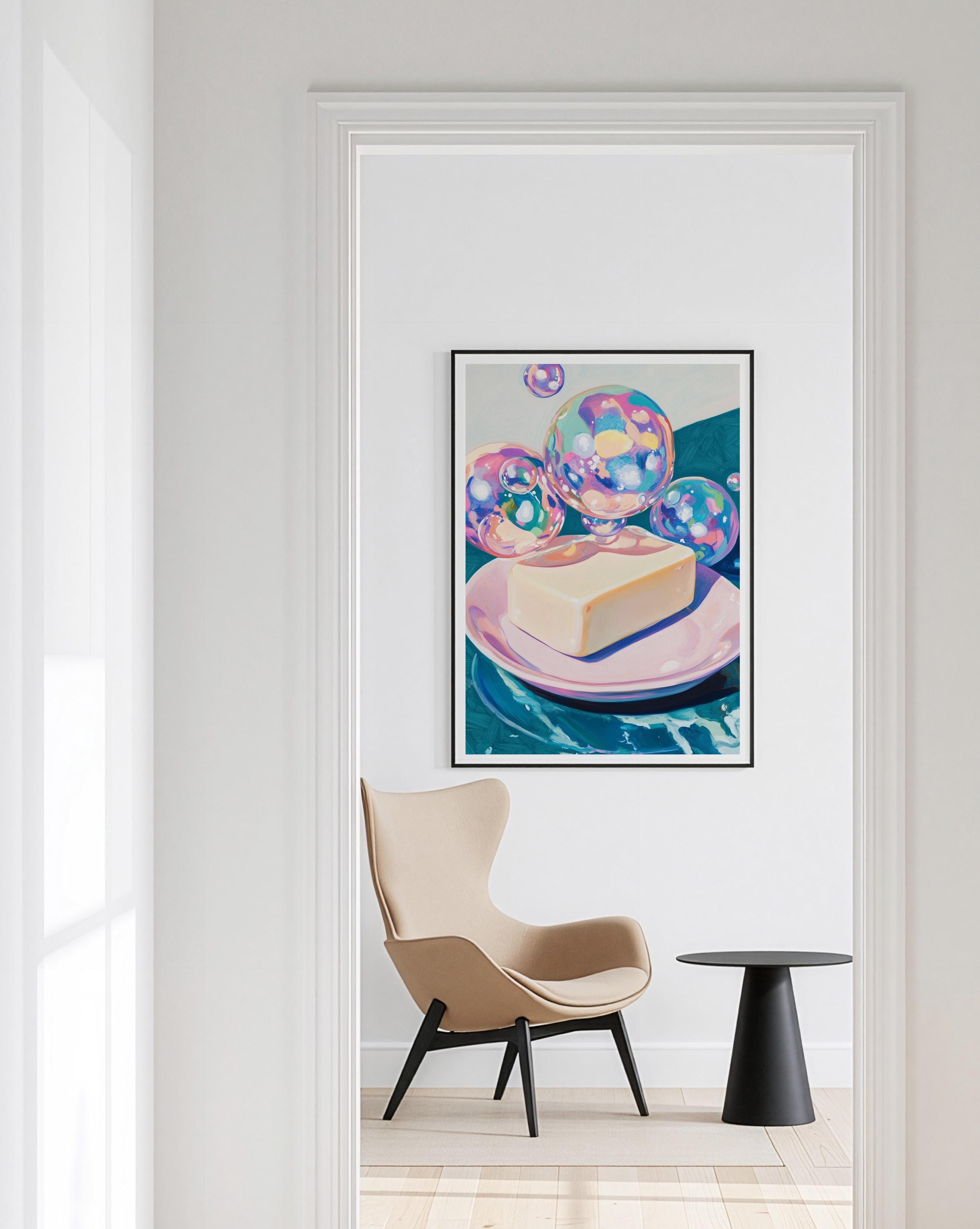 Butter Wall Art Print, Whimsical Food Poster, Colorful Kitchen Decor