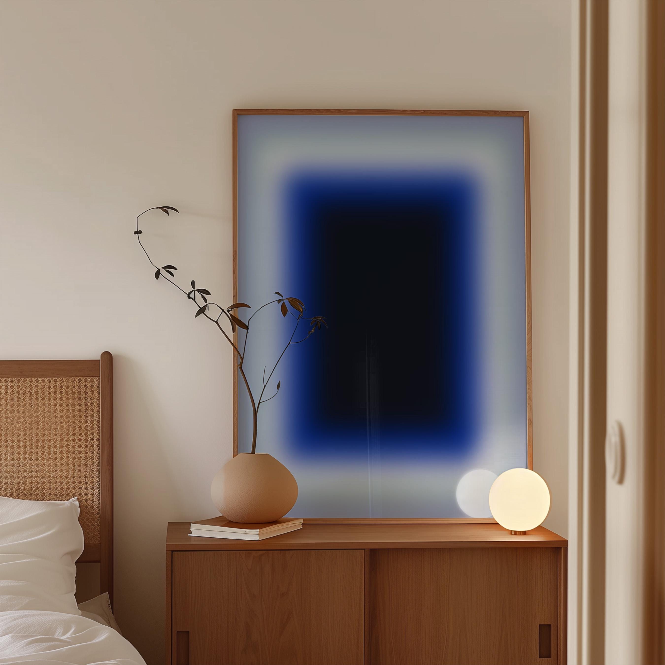 Blue Gradient Art Print, Navy Cobalt Abstract Poster, Modern Wall Decor
