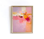 Pink Peach Abstract Landscape Art Print, Modern Pastel Wall Decor Print