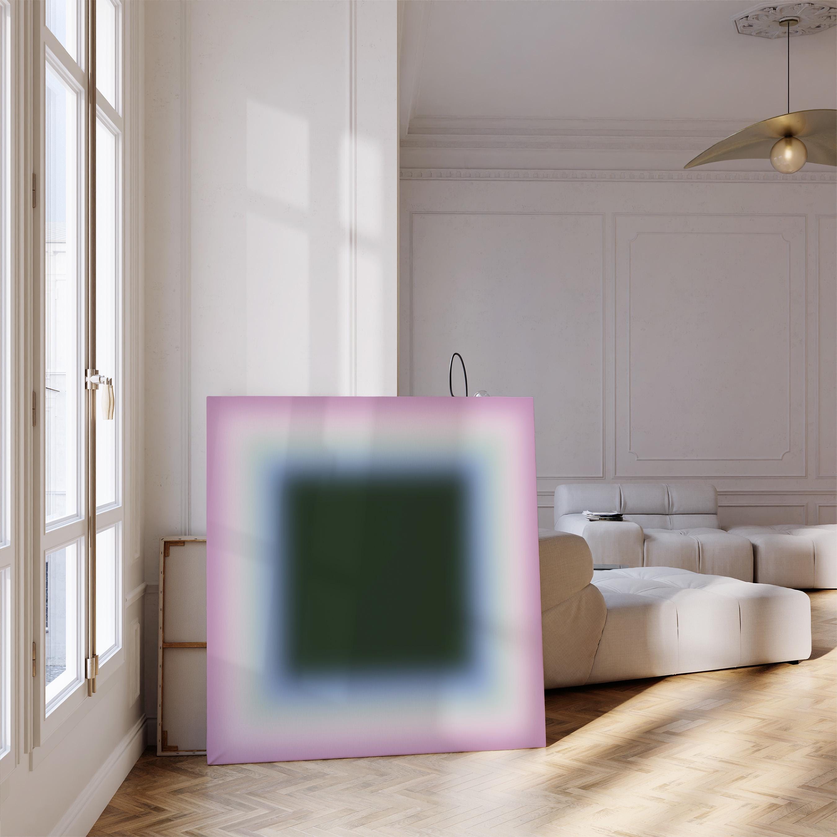 Green Lavender Gradient Abstract Art Print, Soft Glow Minimal Modern Wall Decor