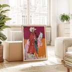 Western Wall Art, Red Cowgirl Print, White Horse Wall Art, Pink Western Decor