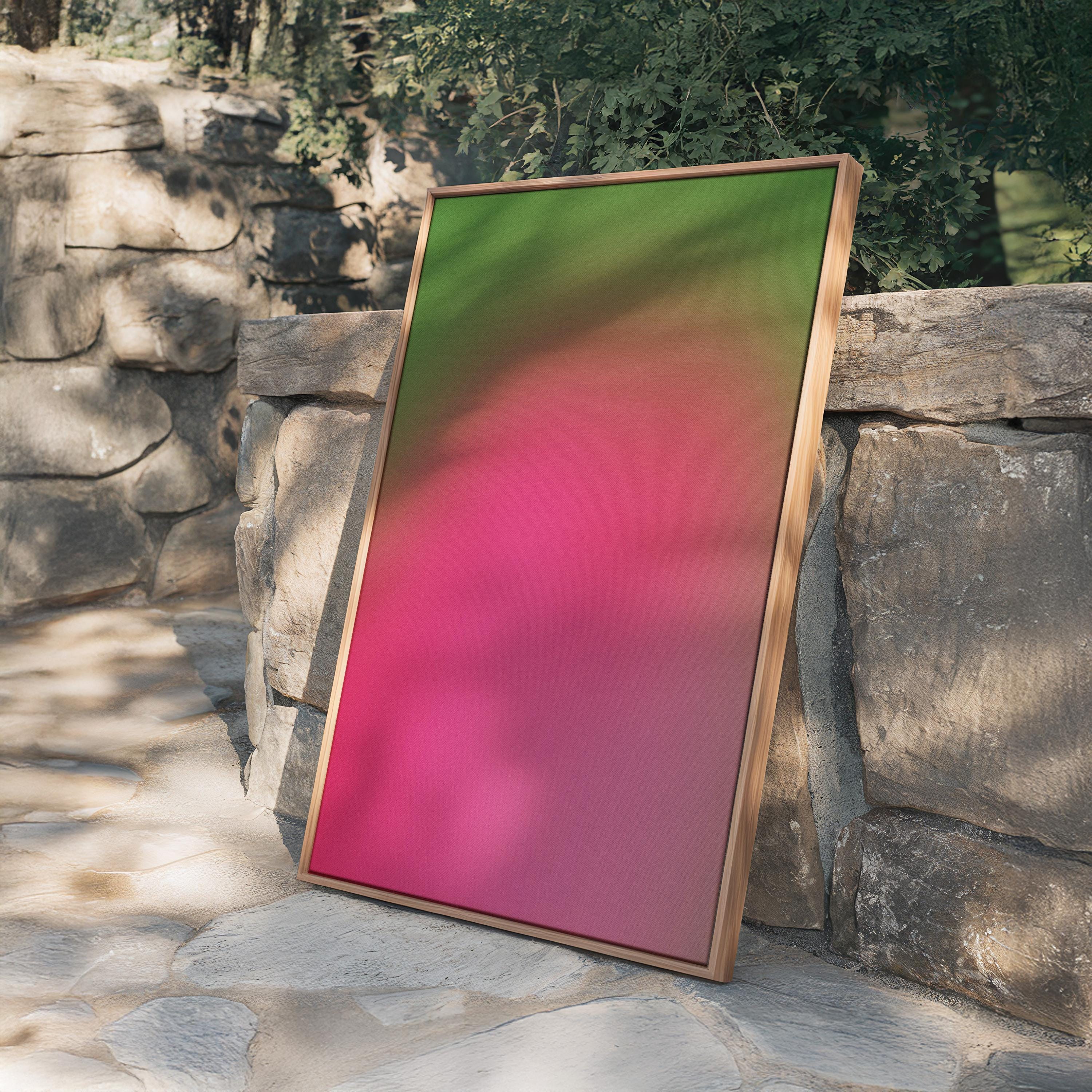 Green Gradient Art Print, Pink Abstract Poster, Vintage Grain Wall Decor