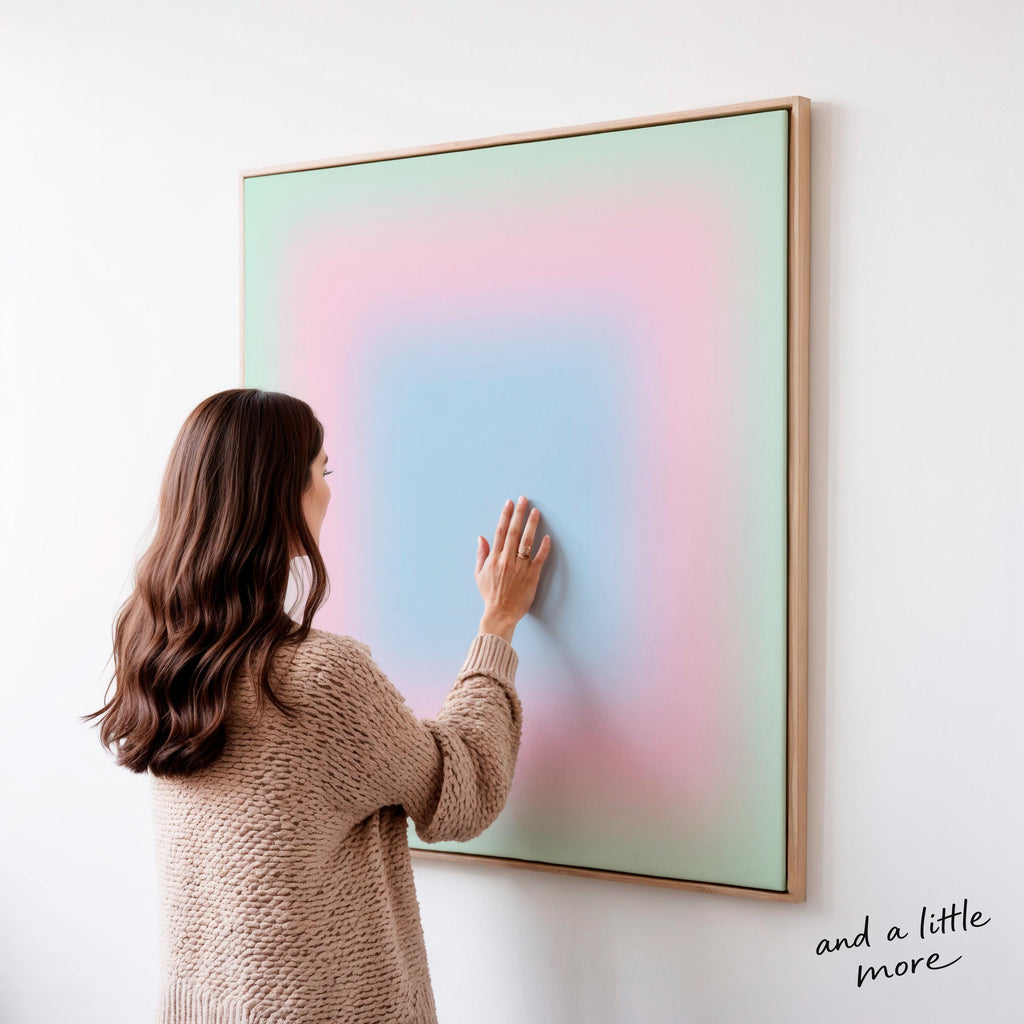 Pastel Wall Art, Mint Green Pink Blue Gradient Print, Minimalist Canvas Print, Square Abstract Wall Art