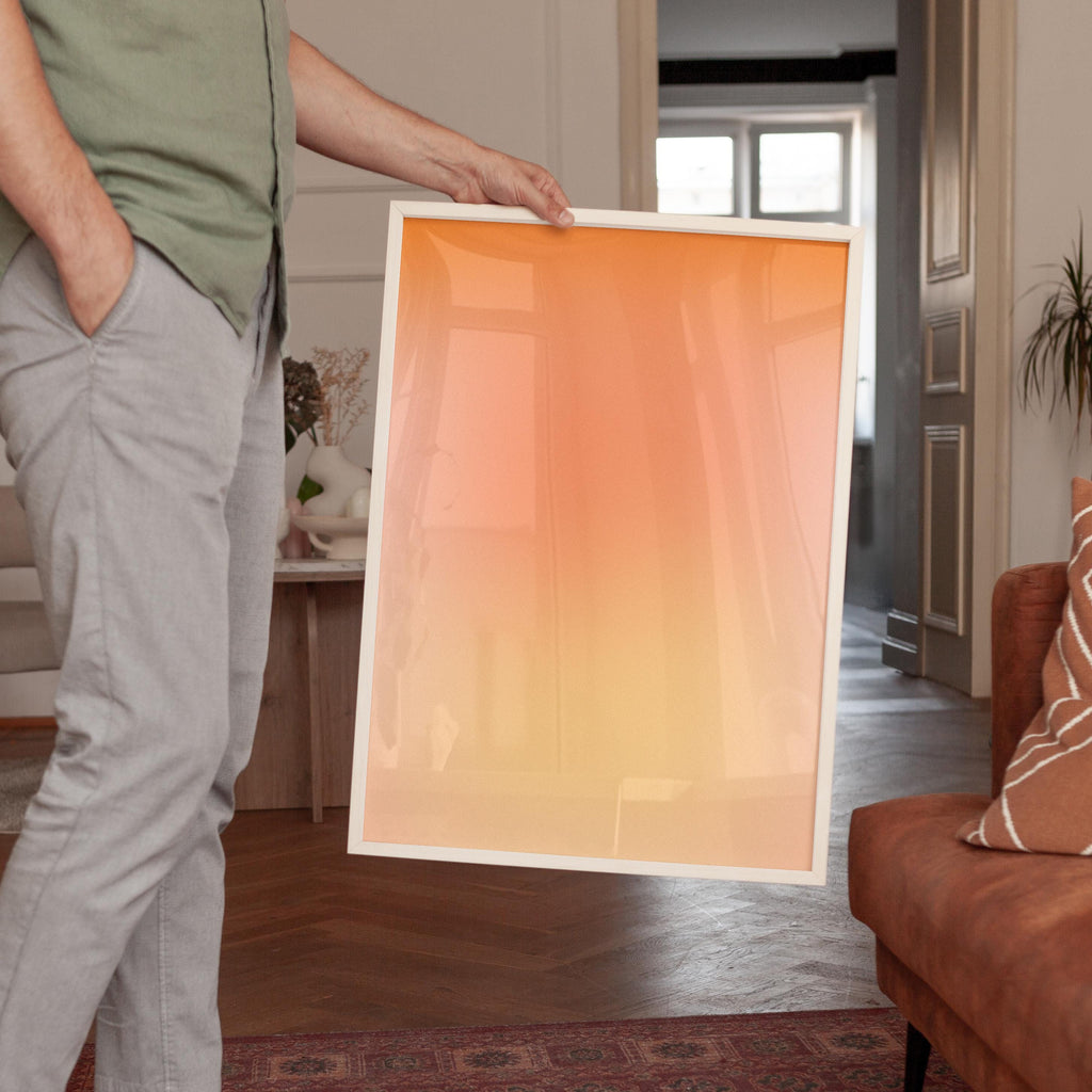 Peach Wall Art Print, Soft Orange Gradient, Minimal Abstract Decor