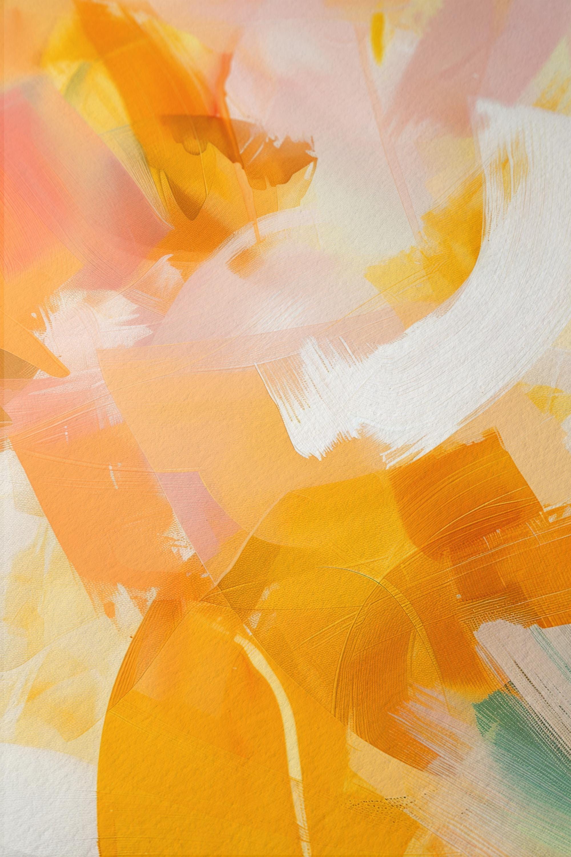 Yellow Orange Abstract Wall Art, Warm Brushstroke Print, Modern Painterly Decor