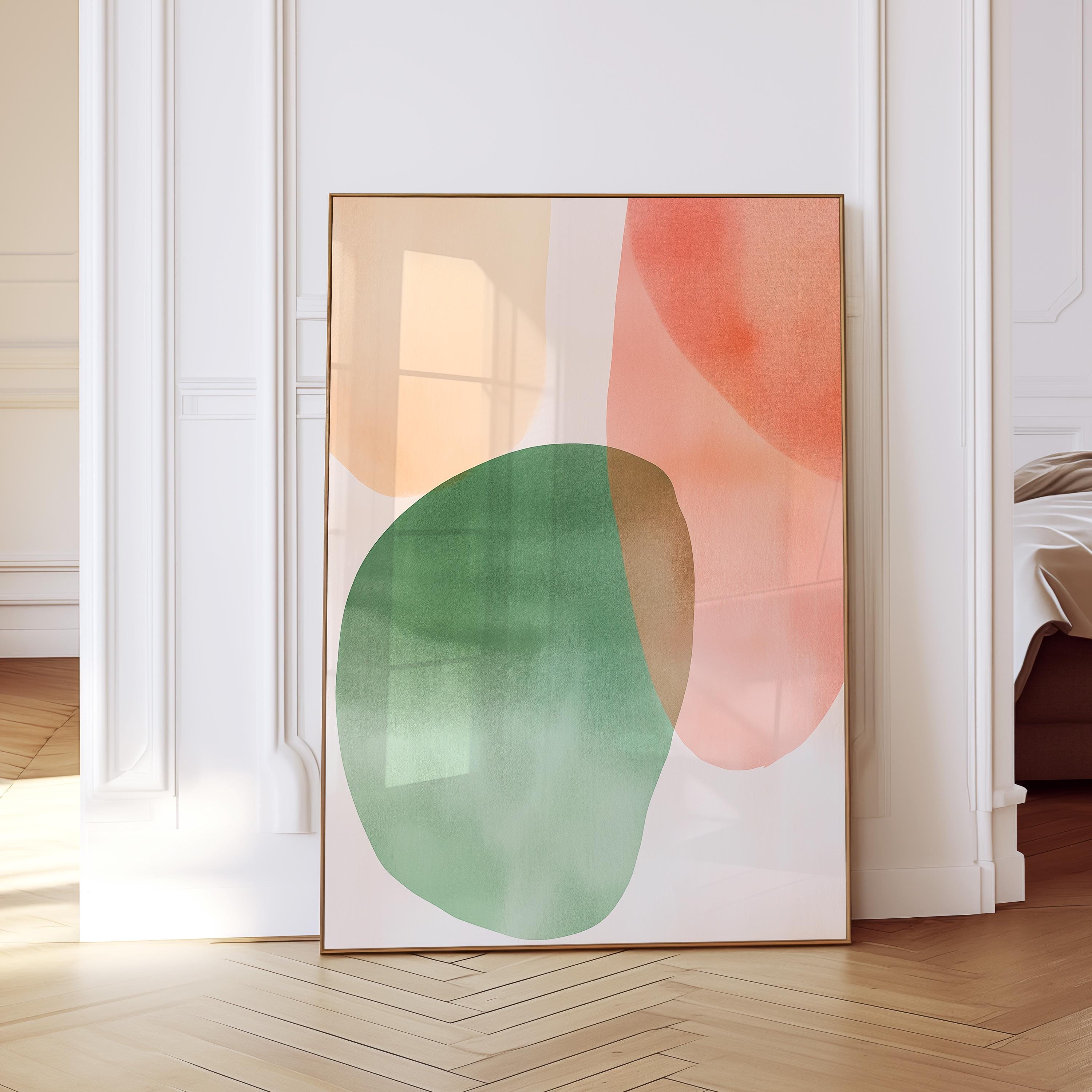 Neutral Abstract Print, Minimalist Scandinavian Wall Decor, Organic Shapes watercolor art