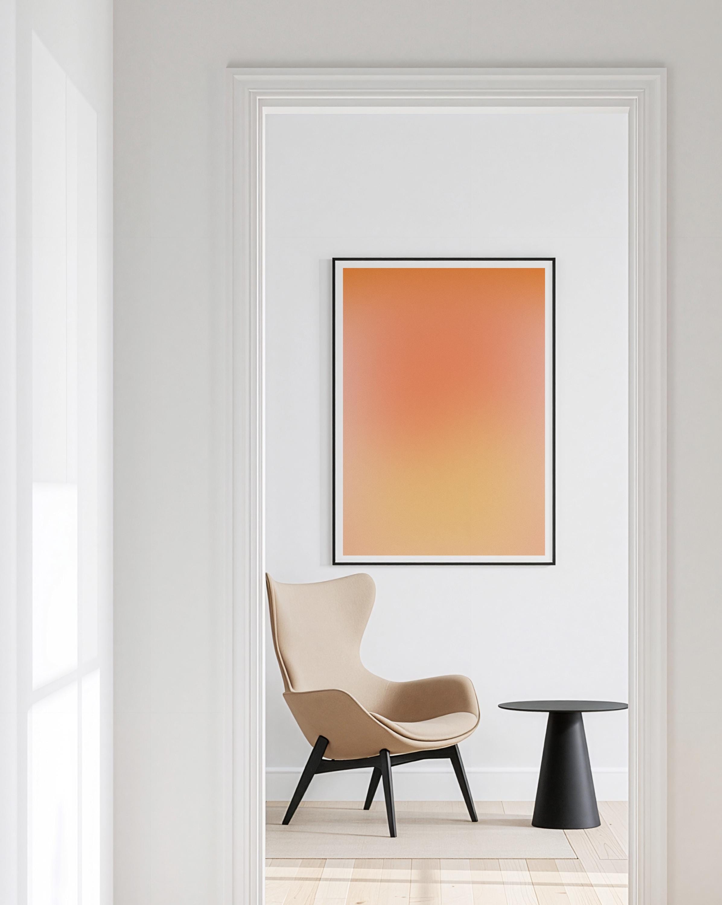 Peach Wall Art Print, Soft Orange Gradient, Minimal Abstract Decor