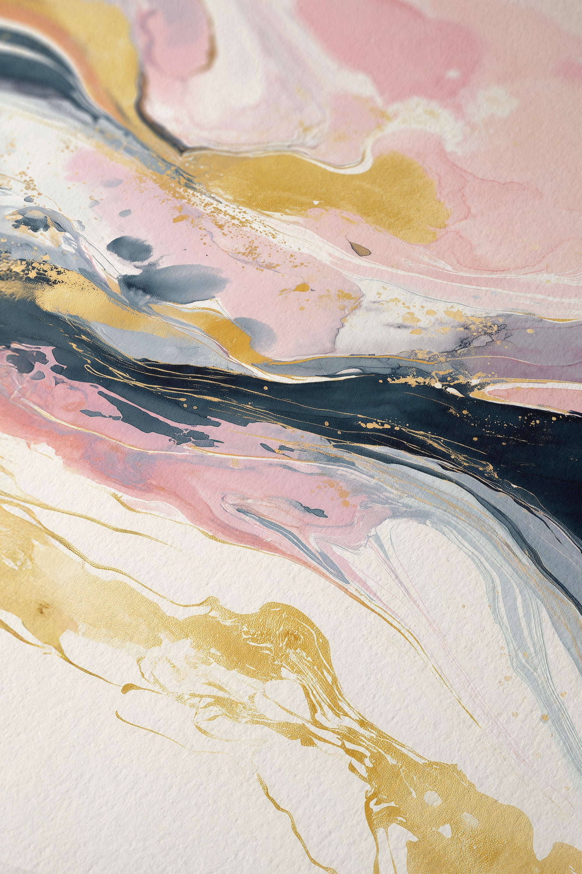 Pink Gold Marble Ocean - Framed Canvas - And A Little More