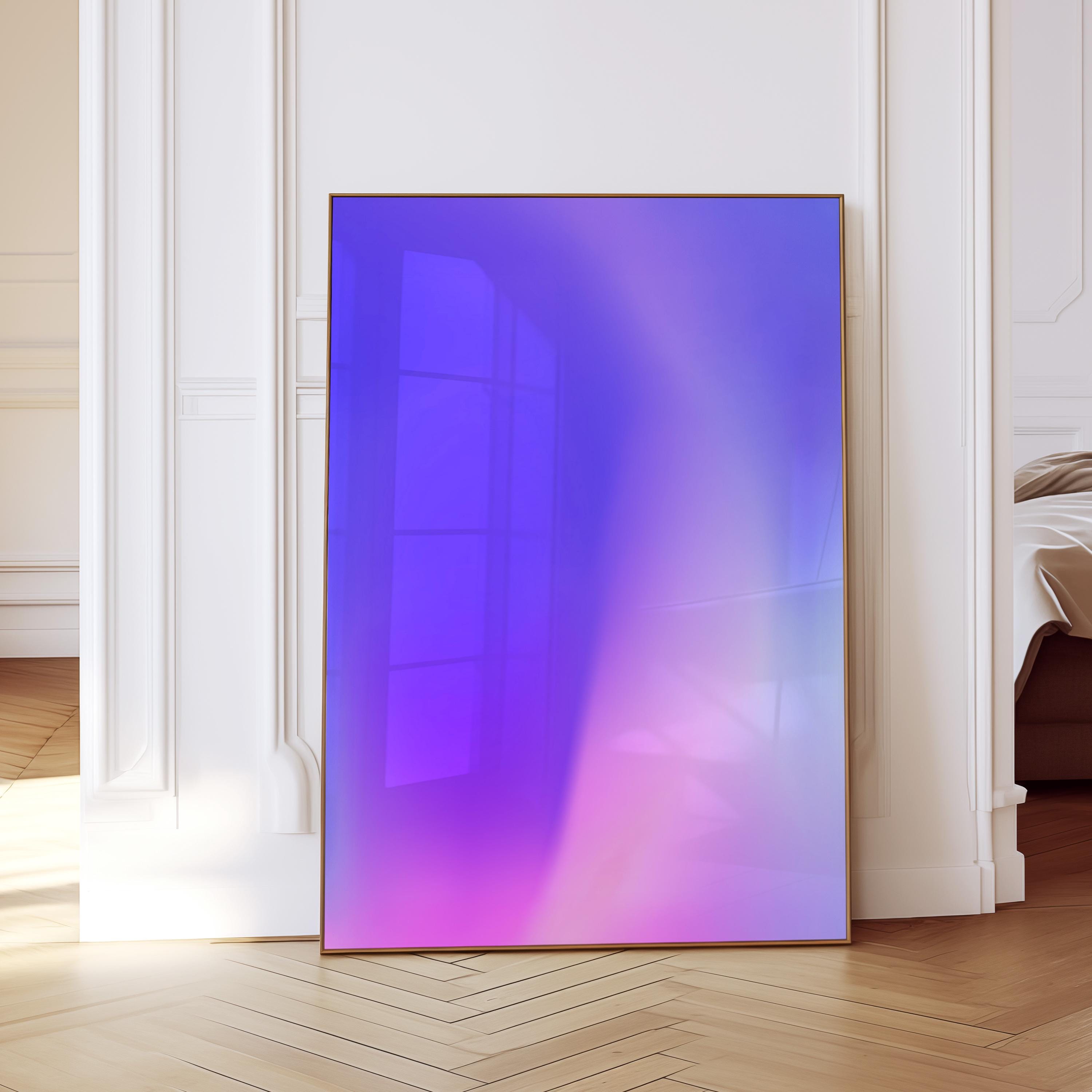Neon Purple Gradient Printable Wall Art, Abstract Modern Poster, Pink Lavender Minimal Decor