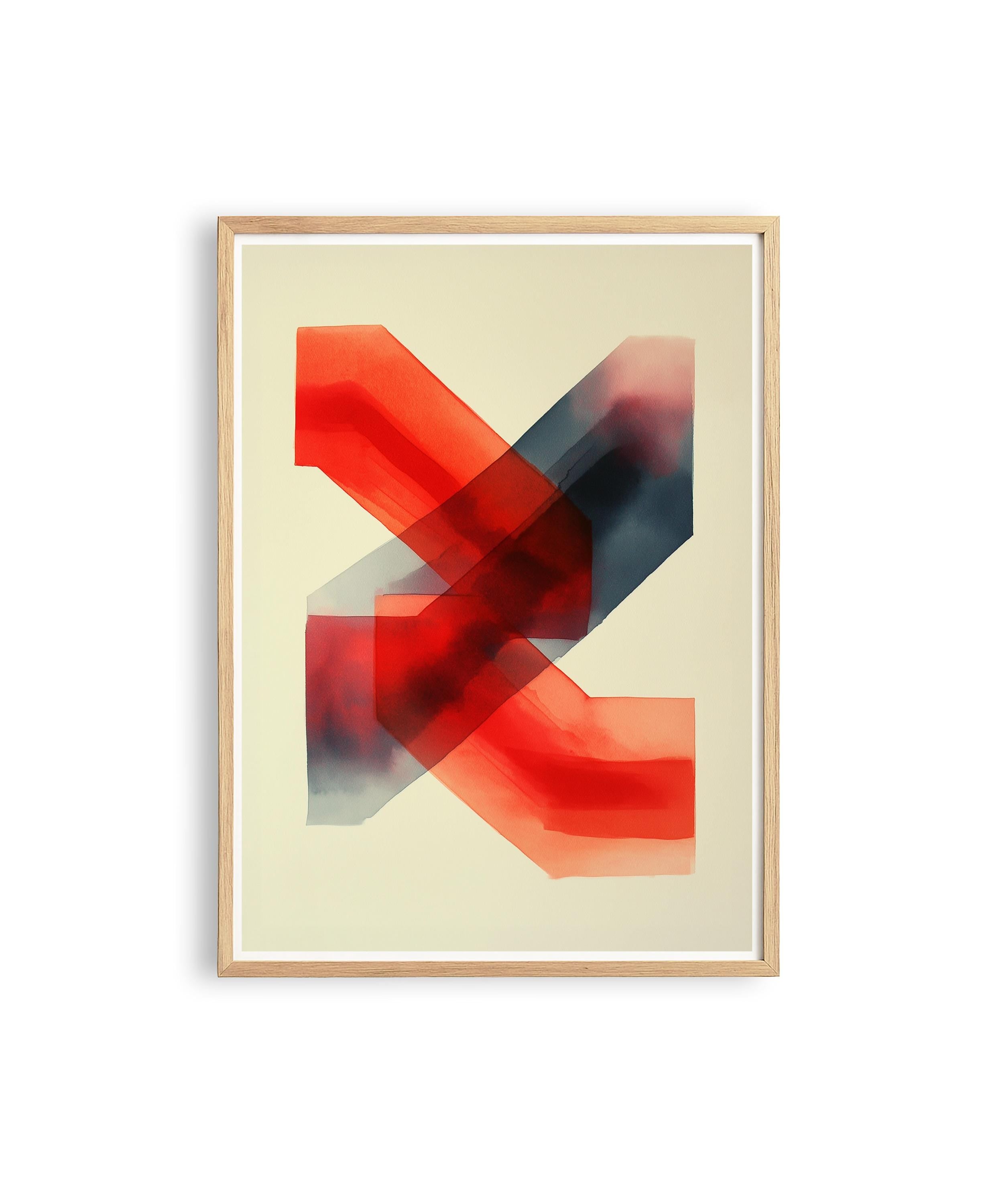 Abstract Racing Wall Art Print, Red Motorsport Poster, Modern Speed Decor