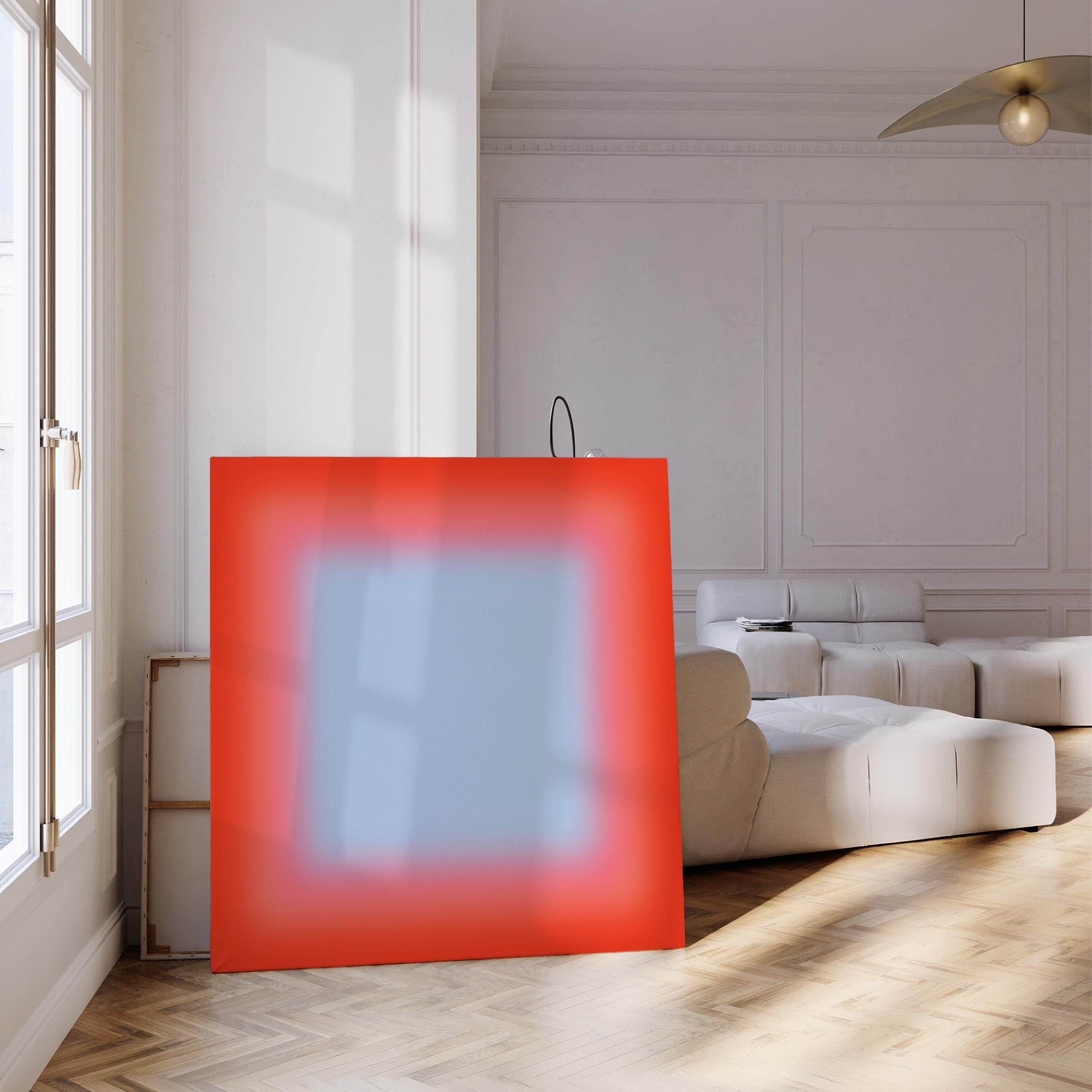 Orange Blue Gradient Wall Art, Warm Cool Abstract Print, Modern Color Field Decor
