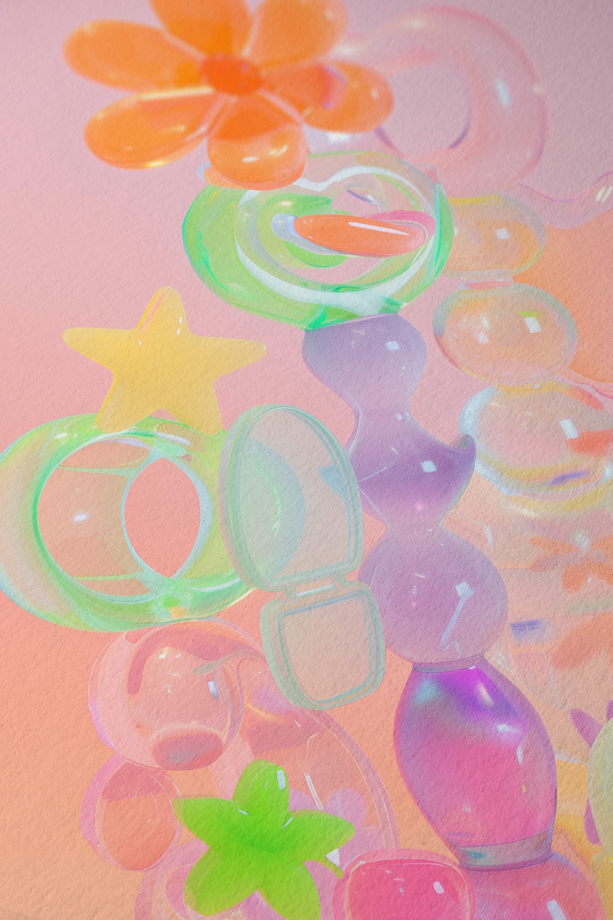 Glossy Pastel Abstract Art Print - And A Little More