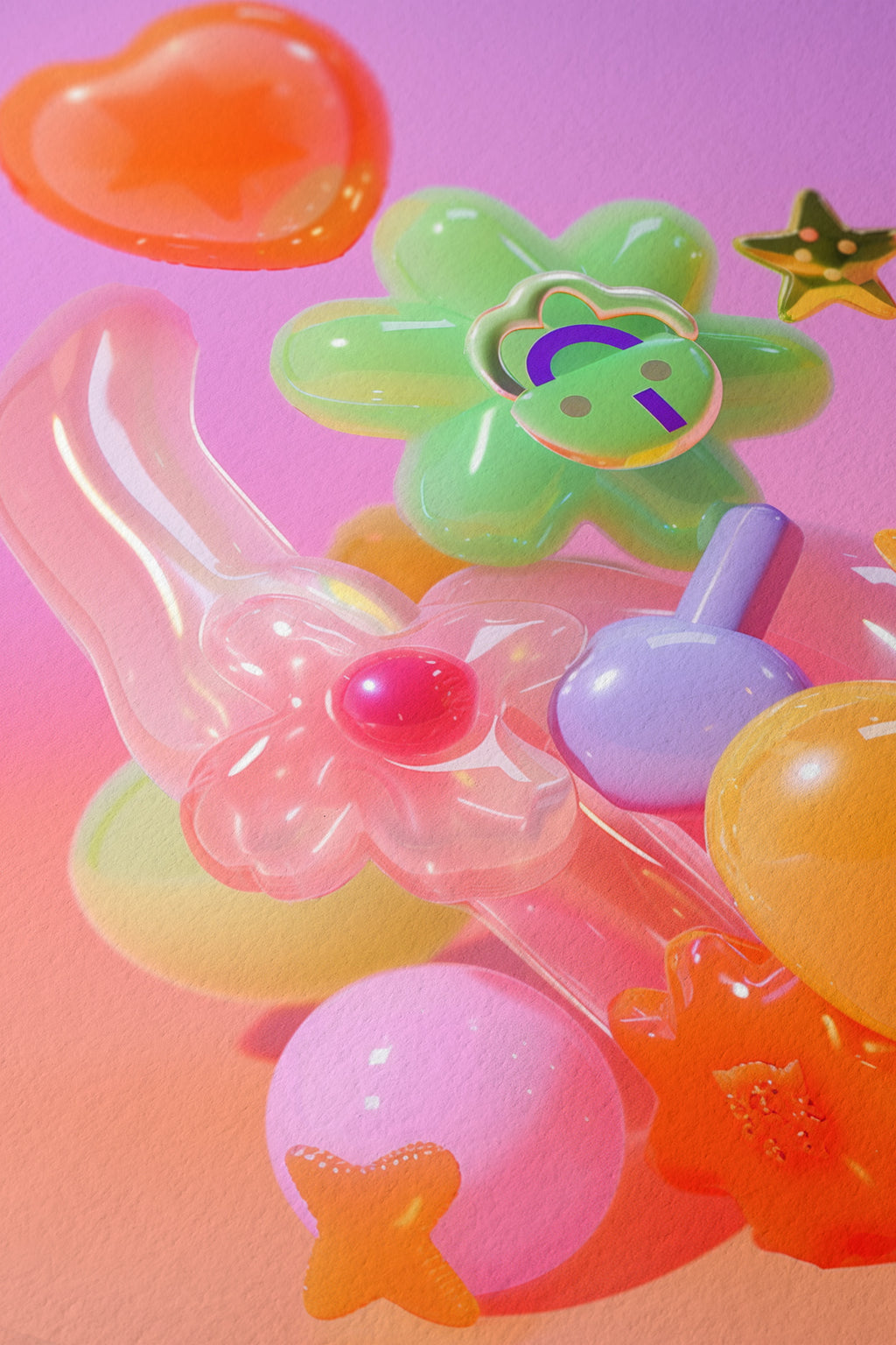 Colorful Glossy Pop Art Wall Print in Pastel Tones - And A Little More