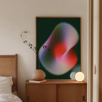 Abstract Blob Art Print, Modern Gradient Poster, Red Green Contemporary Wall Decor