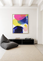 Colorful Abstract Wall Art, Pink Yellow Blue Brushstroke Print, Modern Bold Decor
