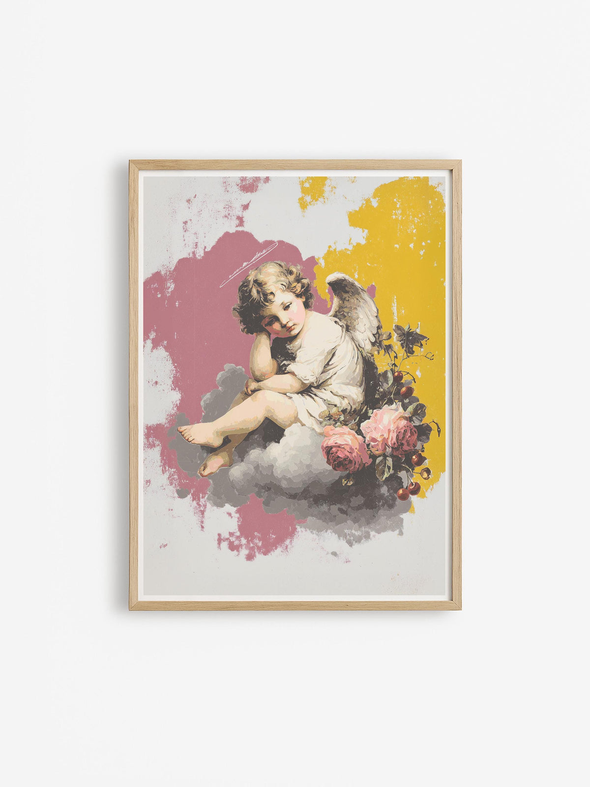 Faith Angel Wall Art Print, Vintage Cherub Printable, Christian Wall Decor, Heavenly Aesthetic
