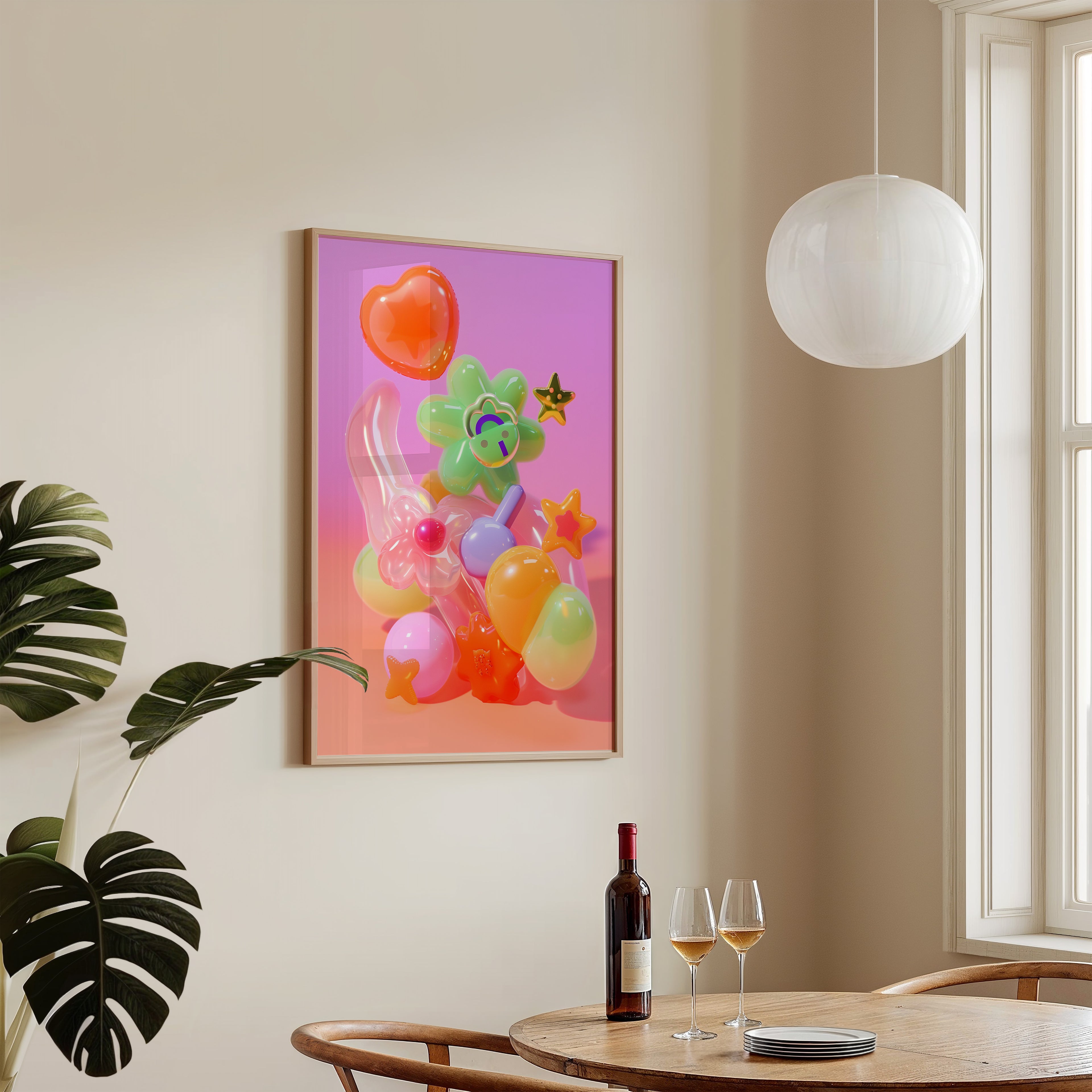Colorful Glossy Pop Art Wall Print in Pastel Tones - And A Little More