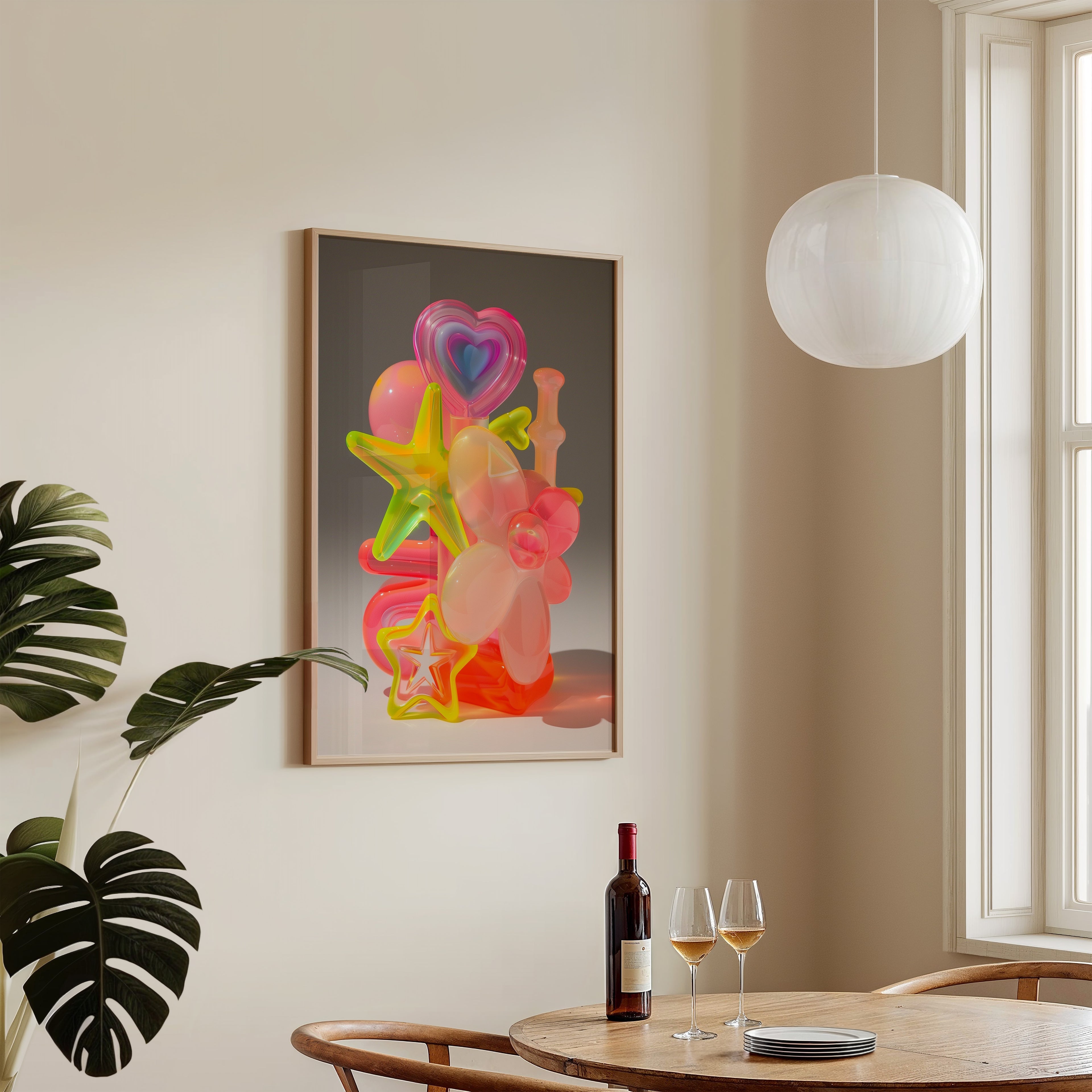 Vibrant Pastel Heart & Star Abstract Wall Decor - And A Little More