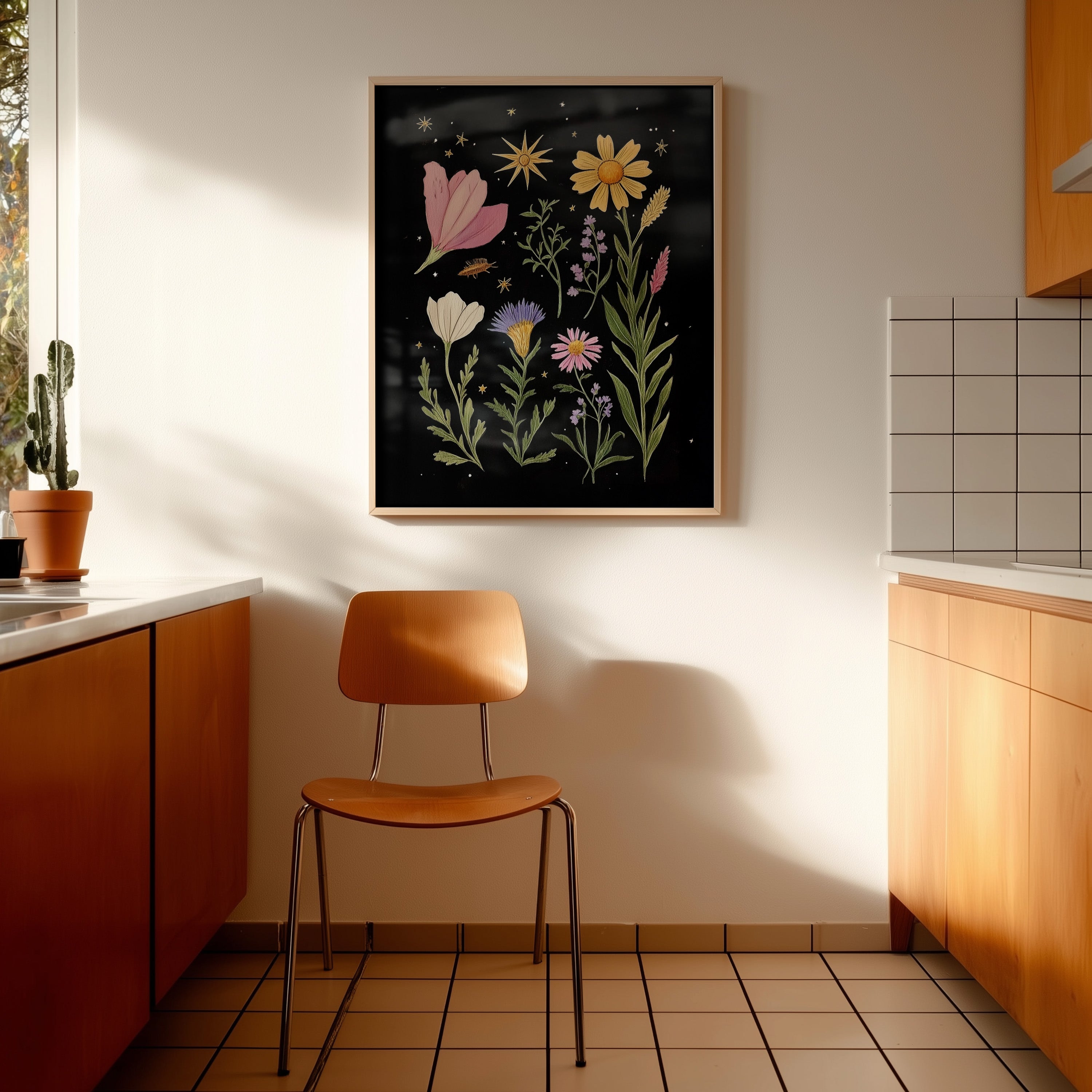 Moonlit Garden – Night Sky Floral Art Print - And A Little More