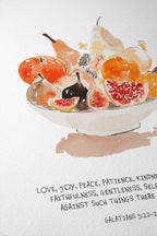Fruit of the Spirit Wall Art Print, Watercolor Fruit Bowl, Galatians Bible Verse