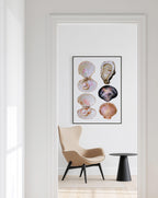 Seashell Wall Art Print, Oyster Pearl Poster, Coastal Beach Decor