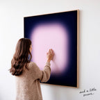Navy Pink Wall Art Print, Soft Glow Abstract, Square Modern Wall Decor, Gradient Art