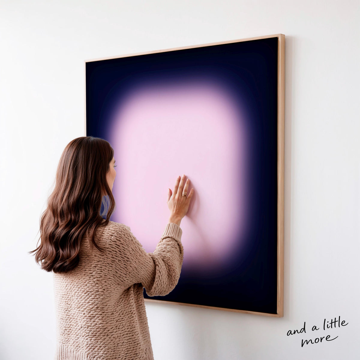 Navy Pink Wall Art Print, Soft Glow Abstract, Square Modern Wall Decor, Gradient Art