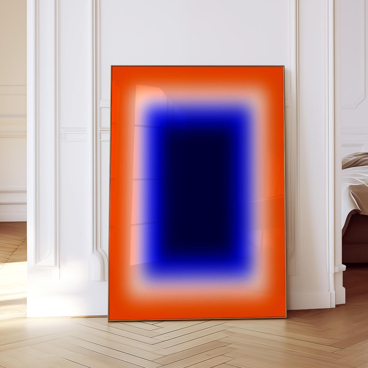 Orange Blue Wall Art Print, Bold Gradient Abstract, Modern Color Field Decor