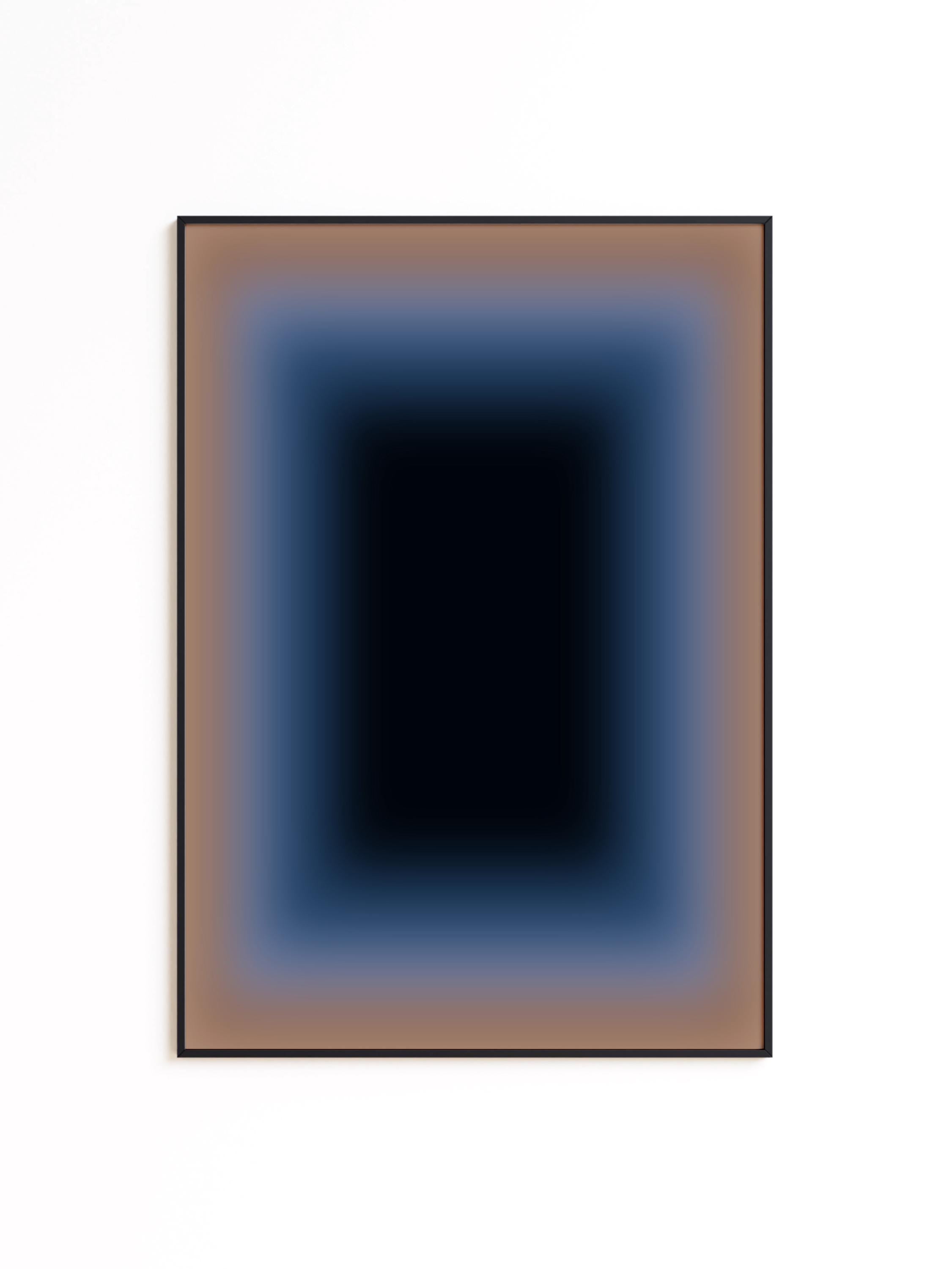 Moody Abstract Art Print, Taupe Blue Gradient, Minimal Modern Wall Decor