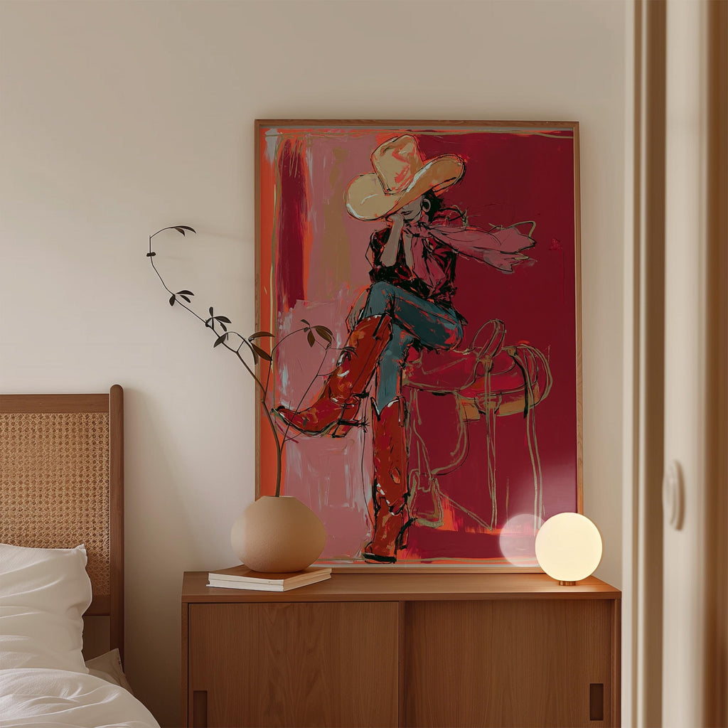 Cowgirl Wall Art, Western Art Print, Pink Rodeo Poster, Cowboy Boots Decor, Digital Download