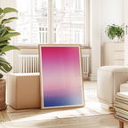 Pink Blue Gradient Wall Art, Minimalist Abstract Print, Modern Bedroom Decor