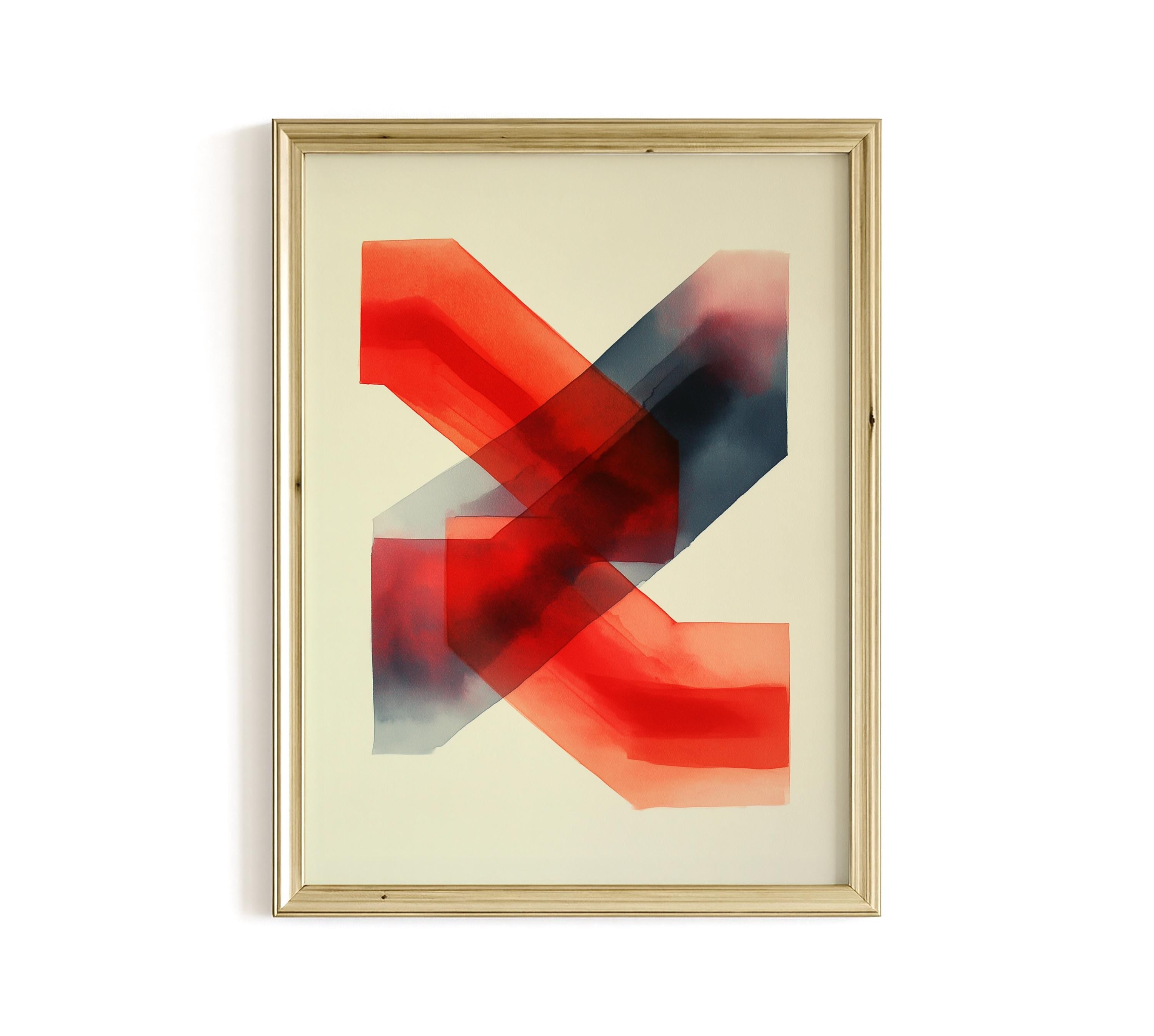 Abstract Racing Wall Art Print, Red Motorsport Poster, Modern Speed Decor