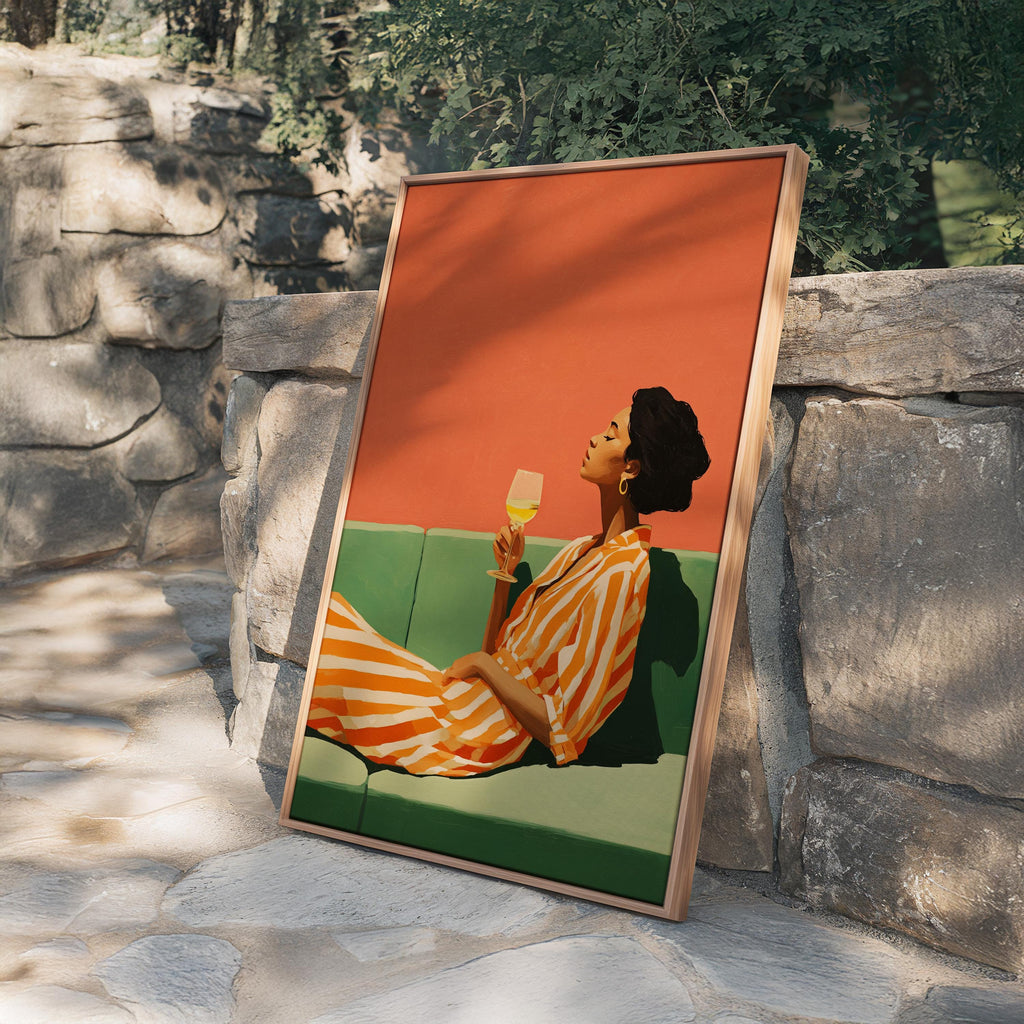 Black Woman Art Print, Afrocentric Wall Art, Orange Wine Poster