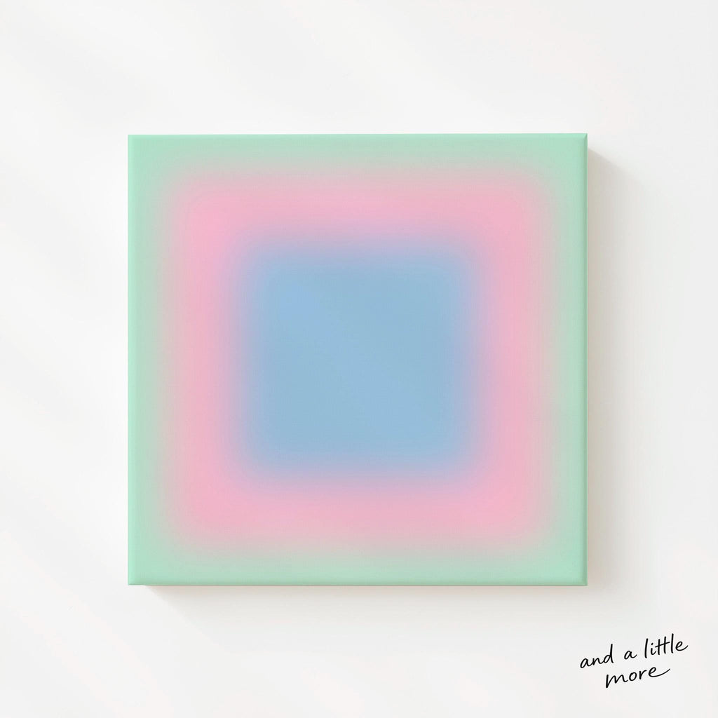 Pastel Wall Art, Mint Green Pink Blue Gradient Print, Minimalist Canvas Print, Square Abstract Wall Art