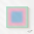Pastel Wall Art, Mint Green Pink Blue Gradient Print, Minimalist Canvas Print, Square Abstract Wall Art