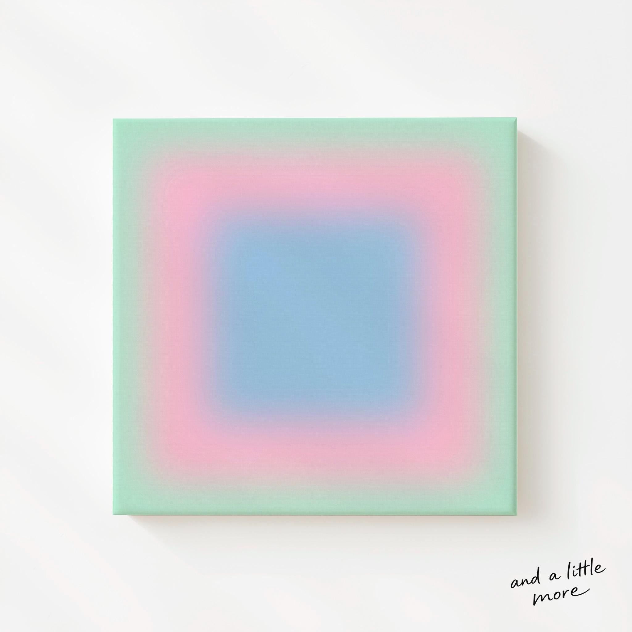 Pastel Wall Art, Mint Green Pink Blue Gradient Print, Minimalist Canvas Print, Square Abstract Wall Art