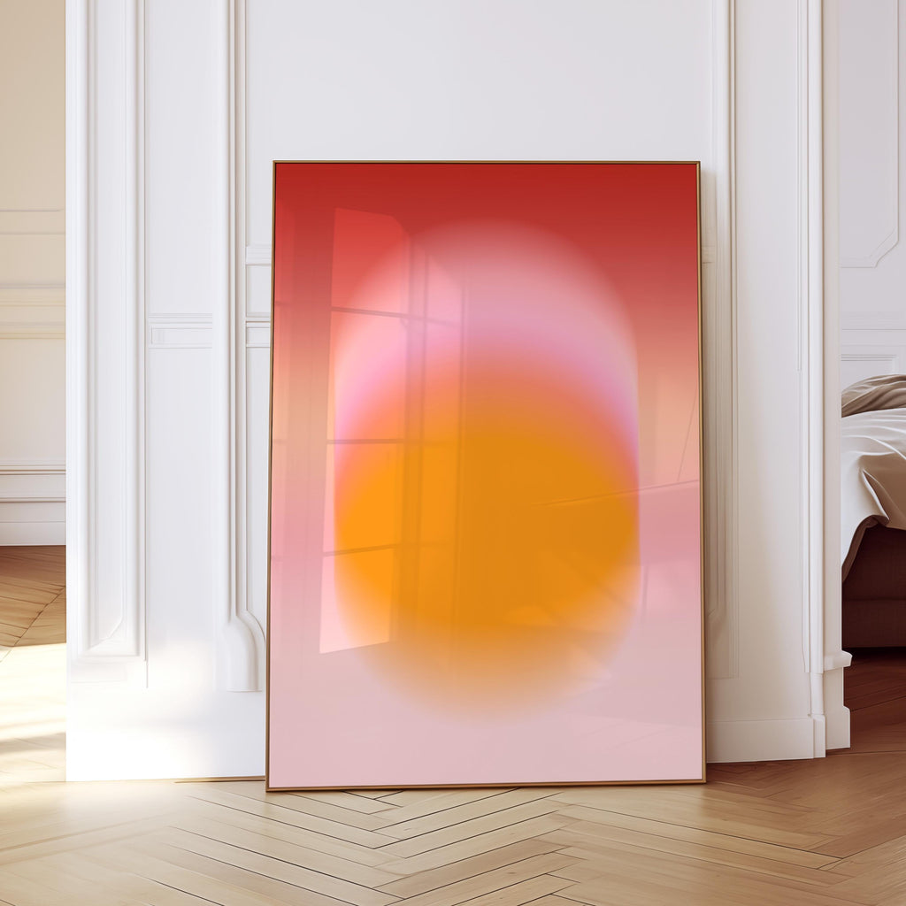 Orange Gradient Art Print, Pink Aura Poster, Modern Wall Decor