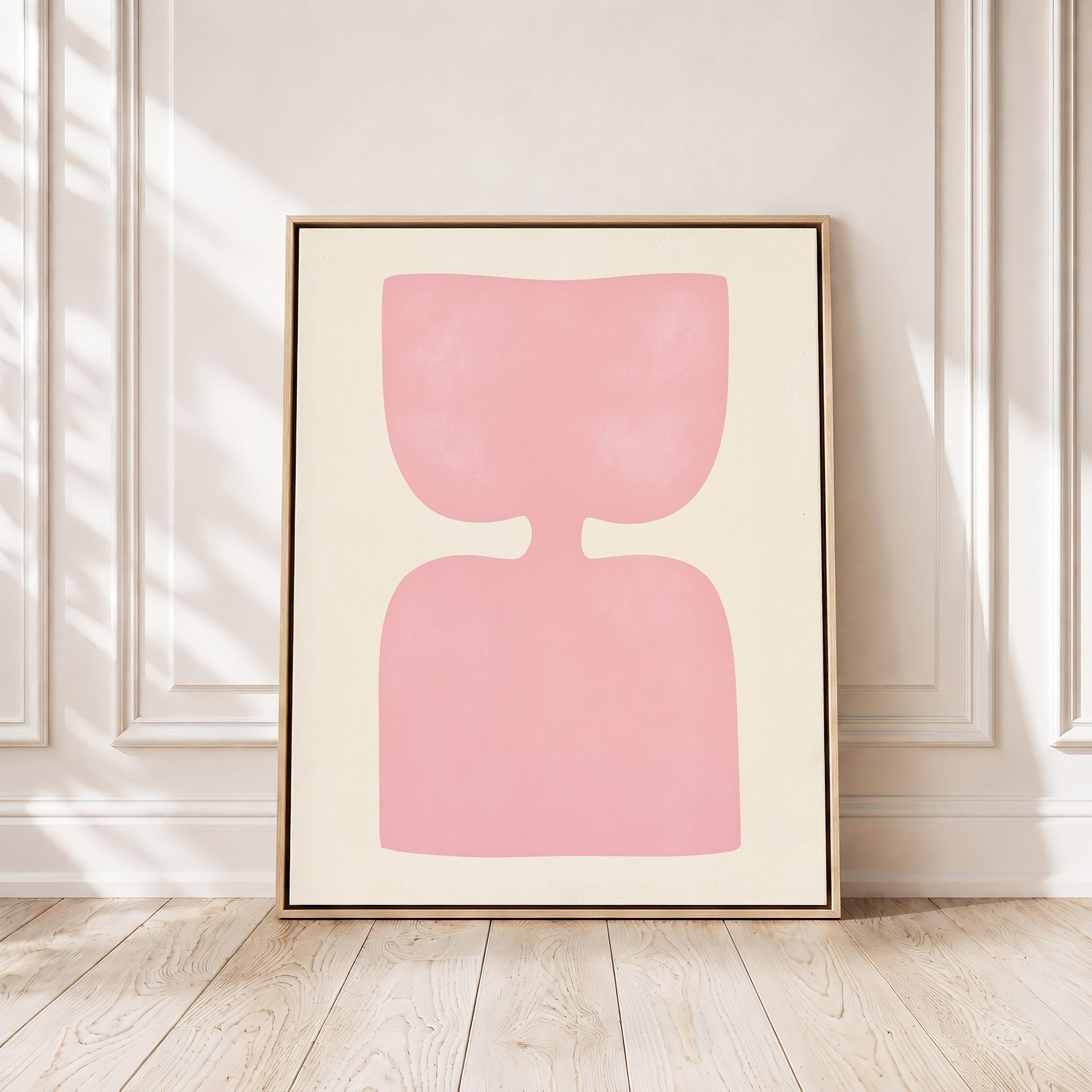 Pink Abstract Art Print, Minimalist Shape Poster, Soft Modern Wall Decor