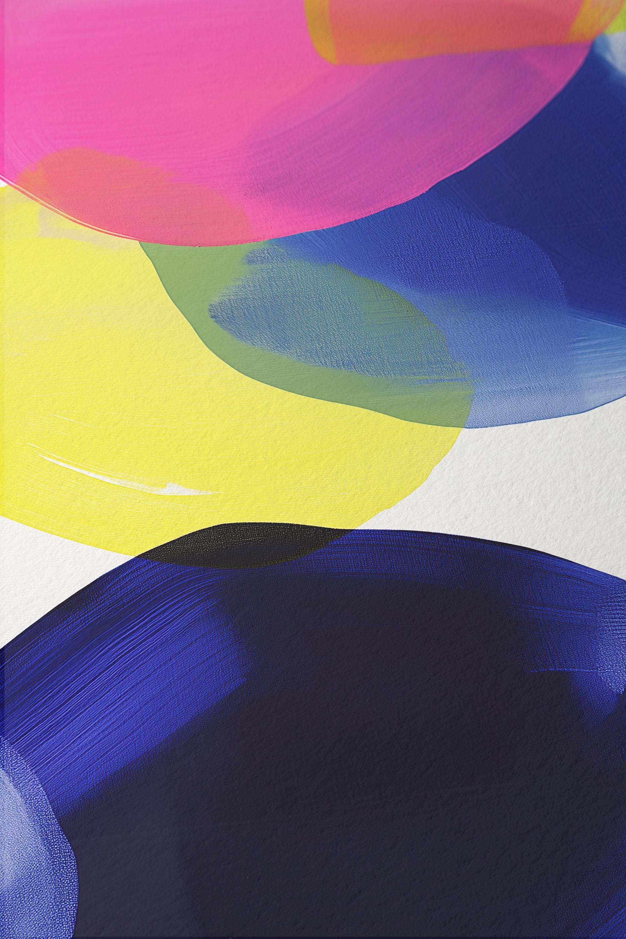 Colorful Abstract Wall Art, Pink Yellow Blue Brushstroke Print, Modern Bold Decor