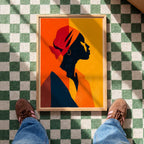 African American Art Print, Black Woman Silhouette, Orange Poster