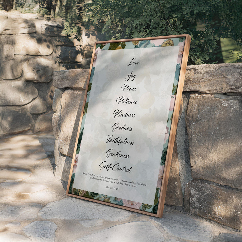 Fruit of the Spirit Wall Art Print, Floral Christian Decor, Galatians Poster