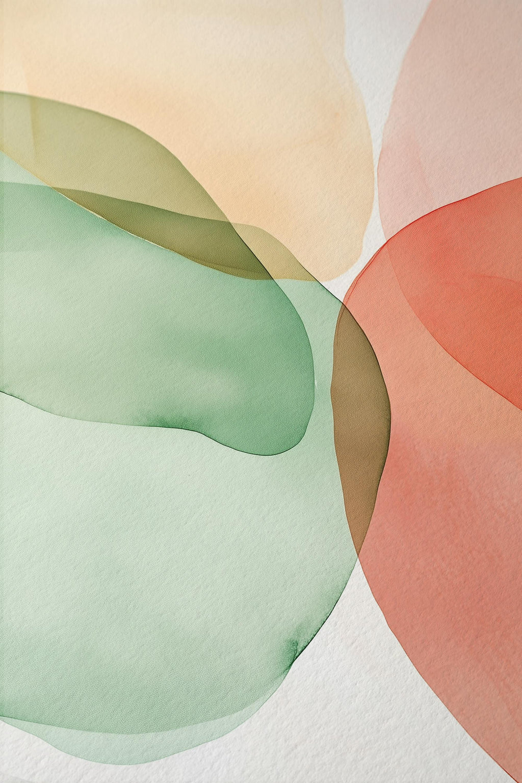 Sage Green Peach Abstract Wall Art, Soft Pastel Shape Print, Minimal Modern Decor